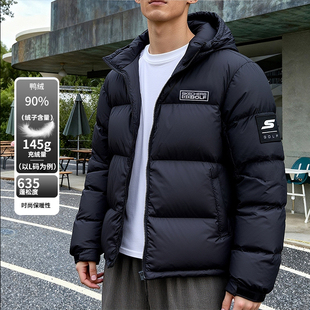 户外立领棉羽短款 新款 宽松保暖黑色外套 羽绒服2025冬季 斯凯奇男款