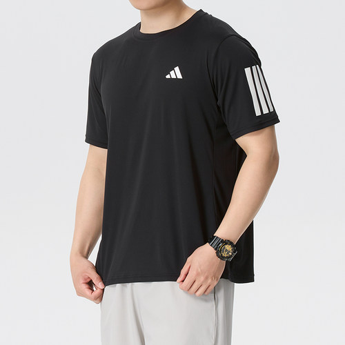 阿迪达斯短袖T恤男装2026秋季新款户外跑步休闲圆领运动服KU8726