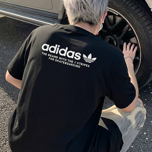 adidas阿迪达斯三叶草男子运动服秋季休闲短袖T恤宽松半袖JW0038