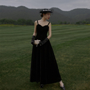 2025新款 复古黑色赫本风小礼服连衣裙吊带影楼主题轻婚纱摄影服装