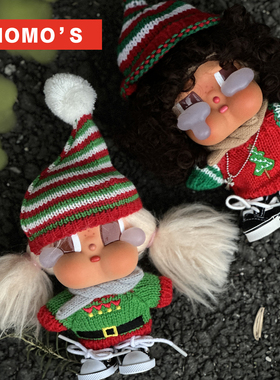 MOMOS 哭娃圣诞套装crybaby圣诞毛衣帽子鞋子拉布布娃衣圣诞老人