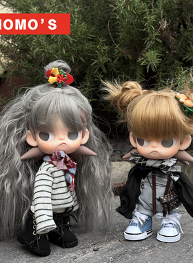 MOMOS 韩版娃娃衣服嘎子姐假发鞋子zsiga条纹毛衣套装20厘米