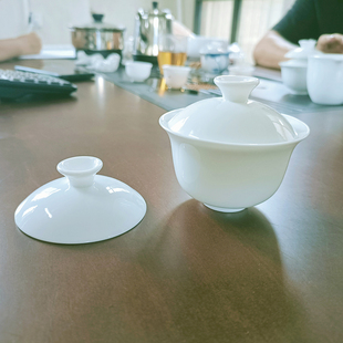 潮汕白瓷功夫茶具110ML盖碗泡茶碗 公道杯品茗杯 功夫茶茶杯 防烫