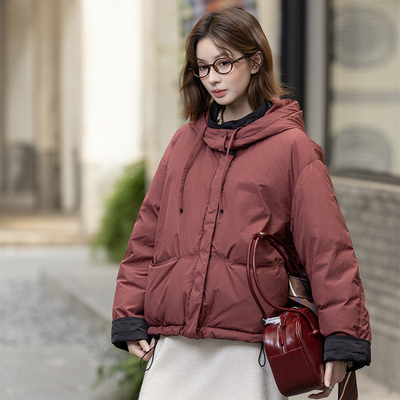 秋冬新款连帽鸭绒保暖两穿女羽绒