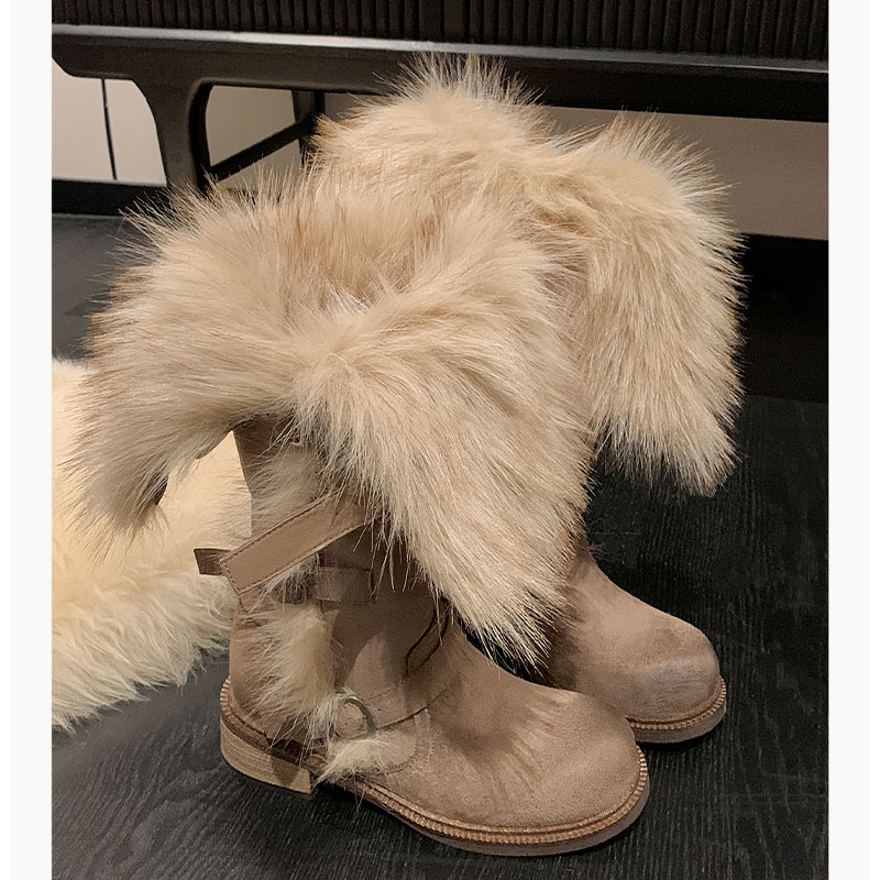 羊皮毛一体保暖防滑高筒雪地靴女