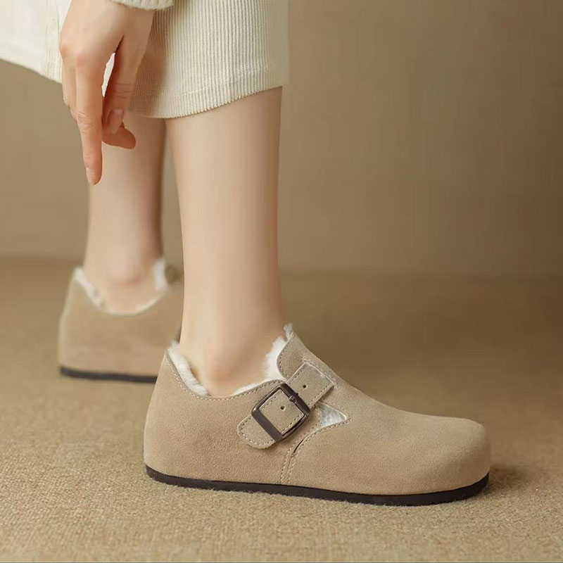 羊皮毛一体勃肯鞋女加绒保暖冬季