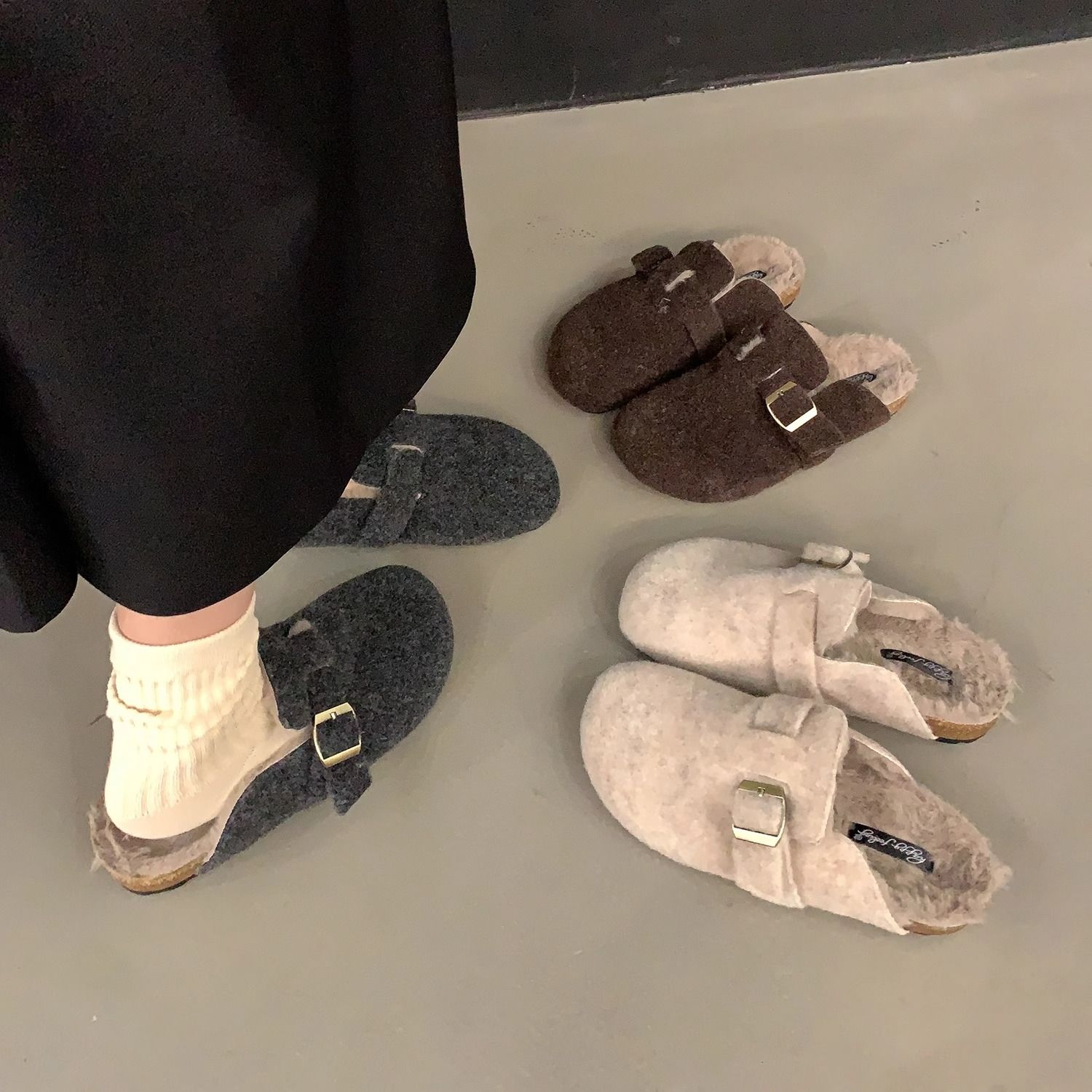加绒勃肯鞋女2025冬季新款外穿