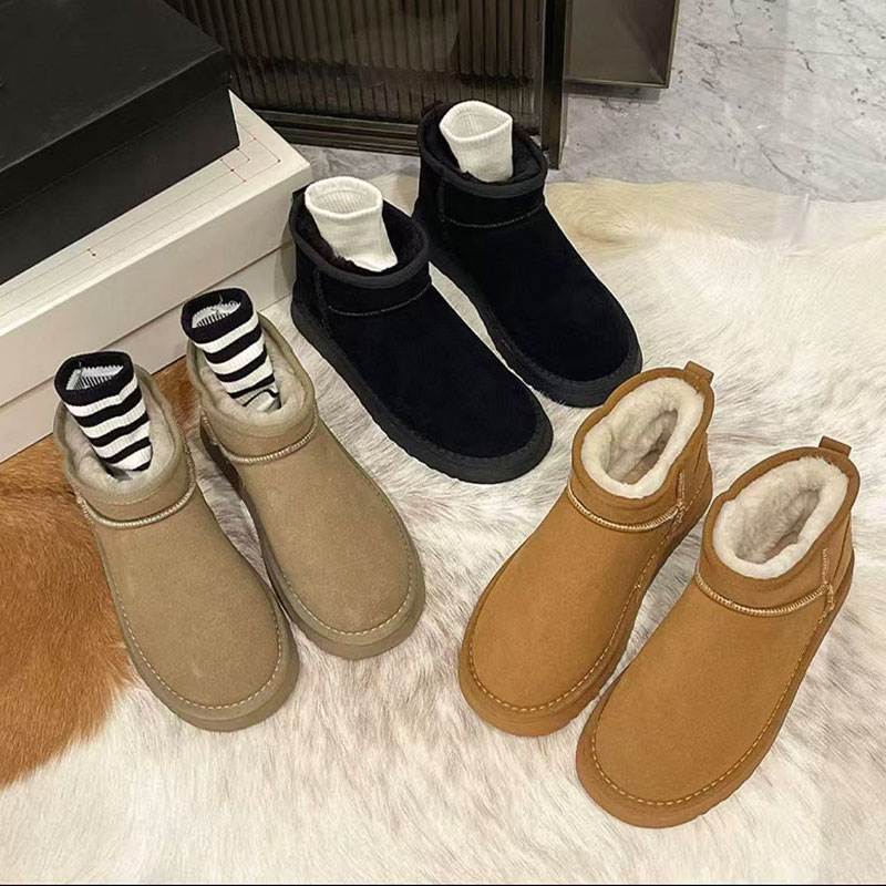 羊皮毛一体雪地靴冬厚底防滑棉靴