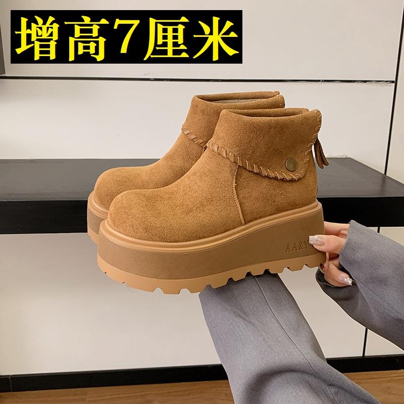 欧洲站7cm厚底雪地靴女20