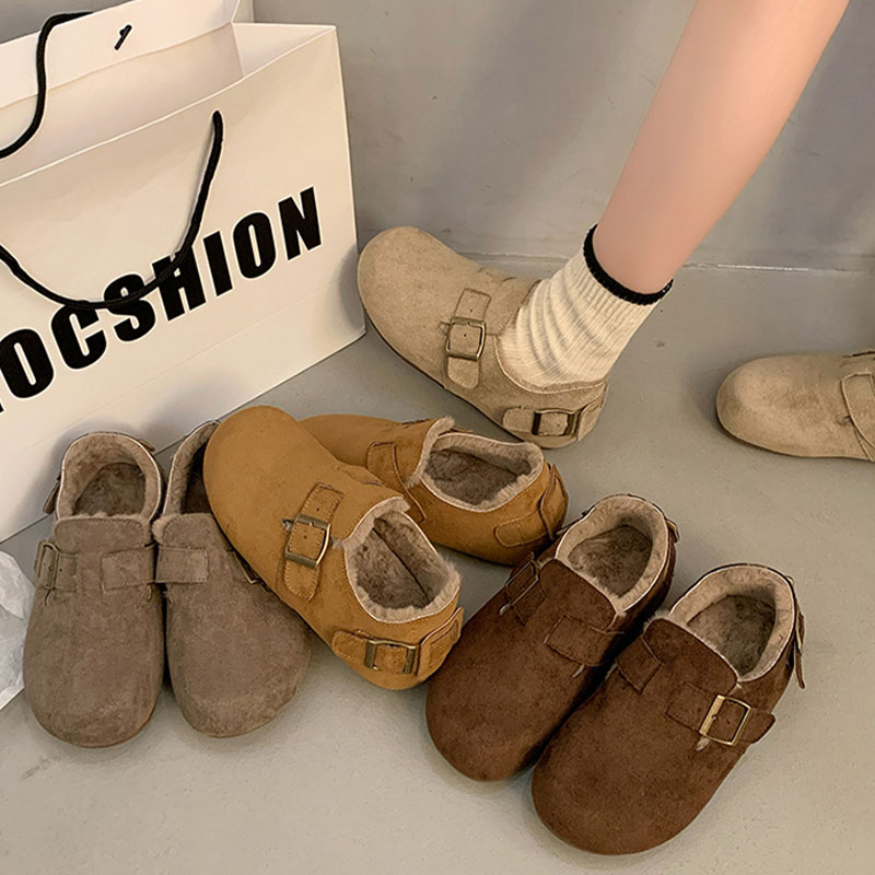 羊皮毛一体勃肯鞋女2025冬季厚底