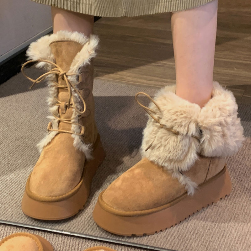 羊皮毛一体雪地靴女2025冬季新款
