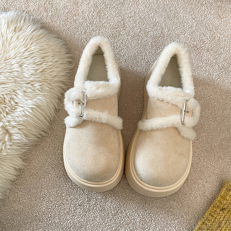 羊皮毛一体加绒增高厚底雪地靴女