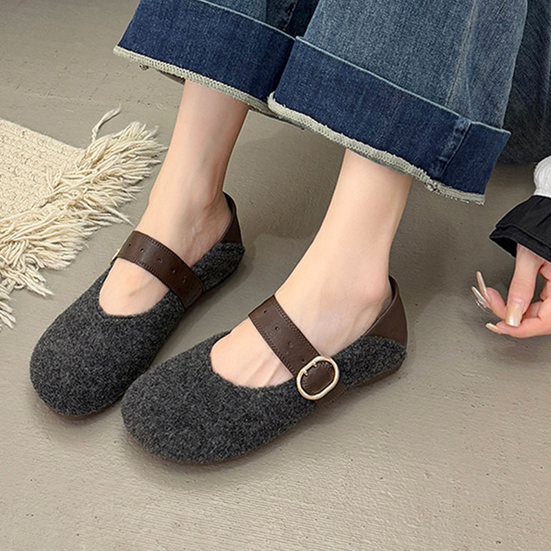 玛丽珍鞋女冬季新款豆豆鞋平底