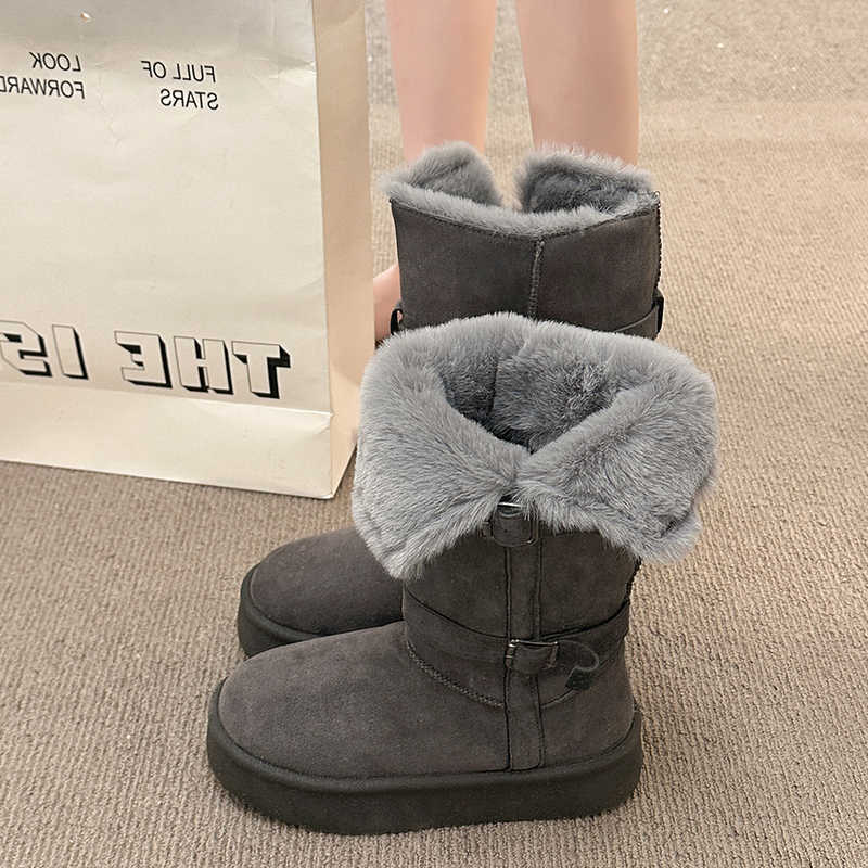 羊皮毛一体保暖高筒雪地靴女款