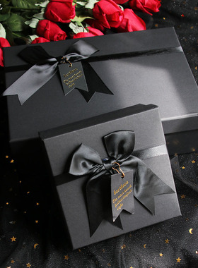 高档黑色牛皮纸复古天地盖长方形精致伴手礼节日礼物盒定做空盒子