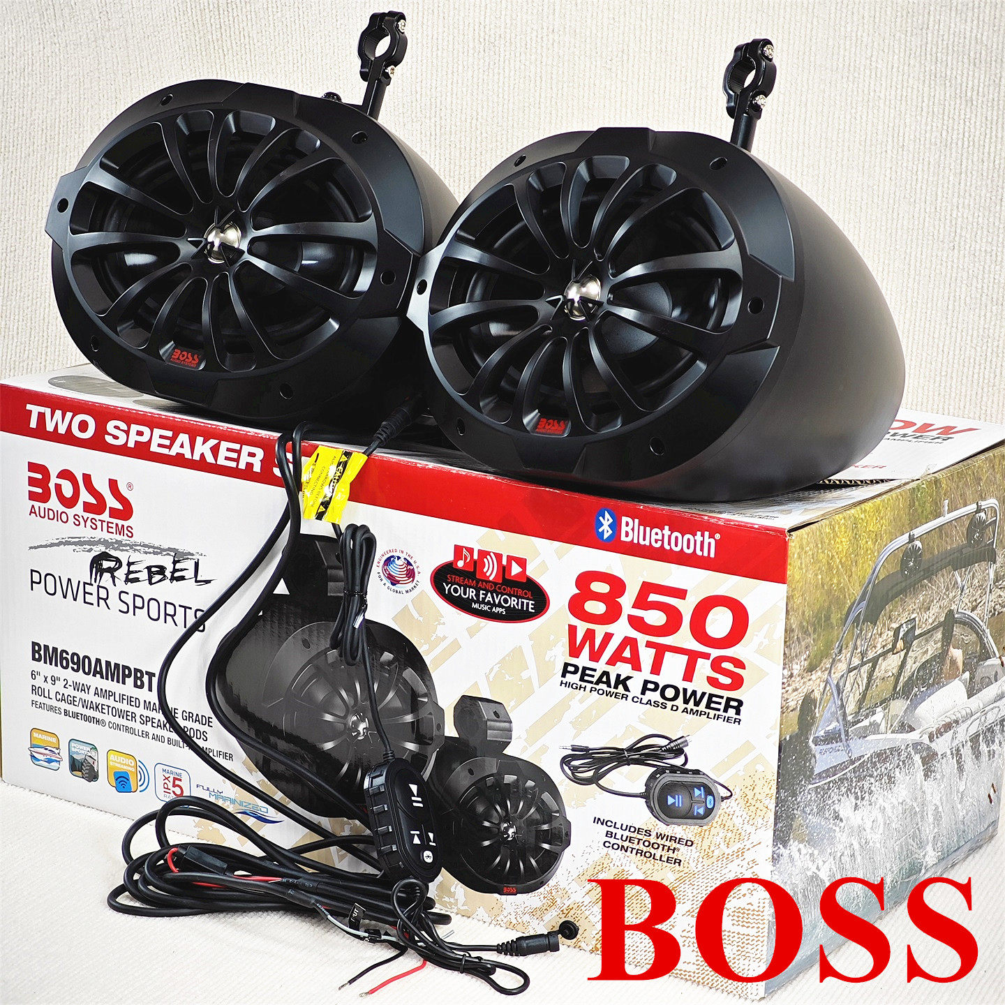 3000元内任意PK大功率boss防水蓝牙音箱6*9喇叭带高音ATV游艇UTV