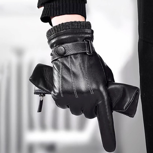 皮手套男冬季户外骑行加绒加厚保暖防风防寒防水电动摩托车可触屏