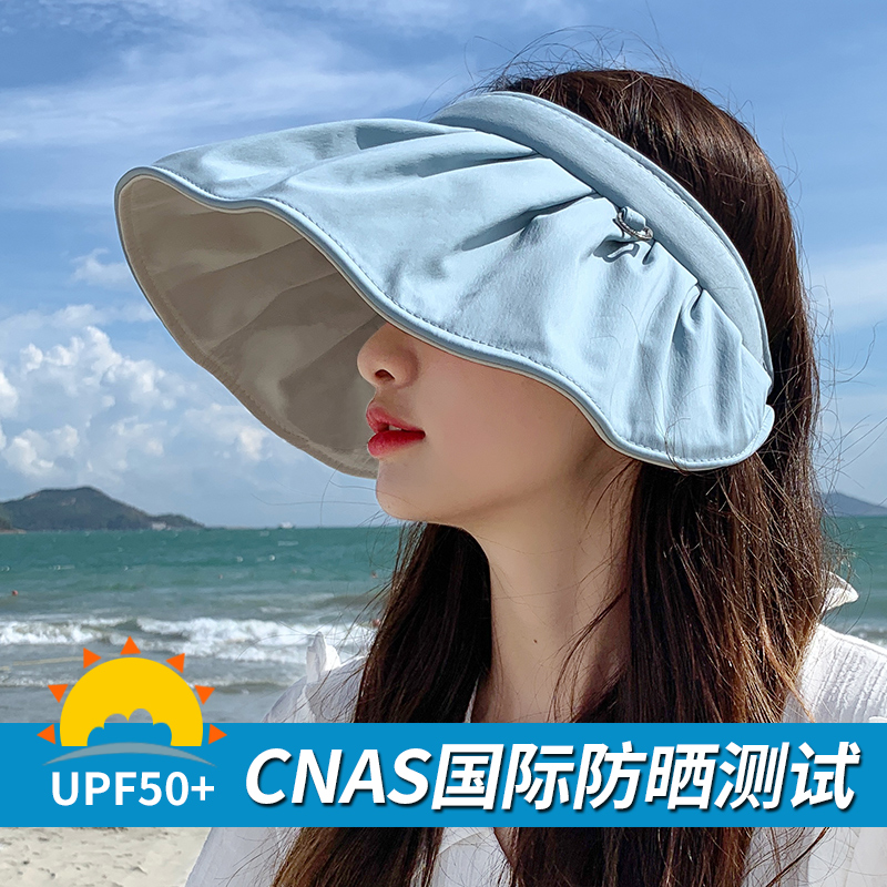 帽子女夏季空顶遮阳帽遮脸防紫外线太阳帽骑车发箍贝壳帽uv防晒帽