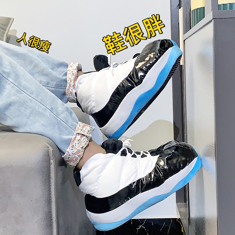 康扣恶搞a锥胖胖鞋情侣包跟脚棉拖鞋居家防水底aj保暖毛毛绒棉鞋