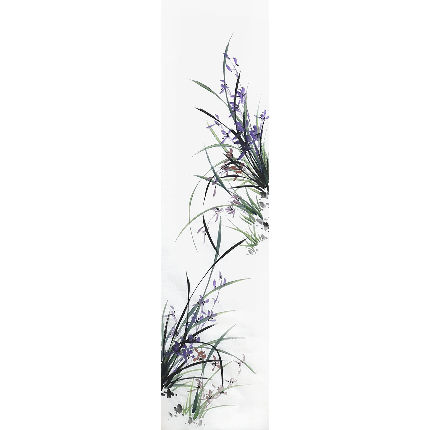 兰花画 手绘梅兰竹菊四条屏 君子图 宣纸水墨挂画 隔断遮挡装饰画