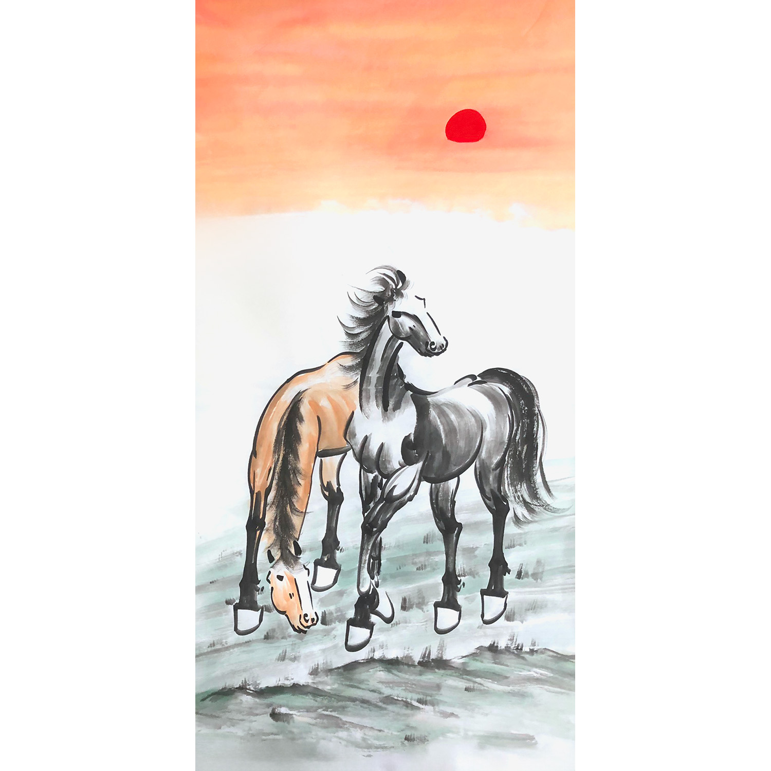 马到成功手绘字画 十二生肖画定制 水墨马 志在千里画 办公室挂画