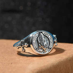 男戒指高级感祈祷之手男生开口可调节潮人个性男士指环饰品