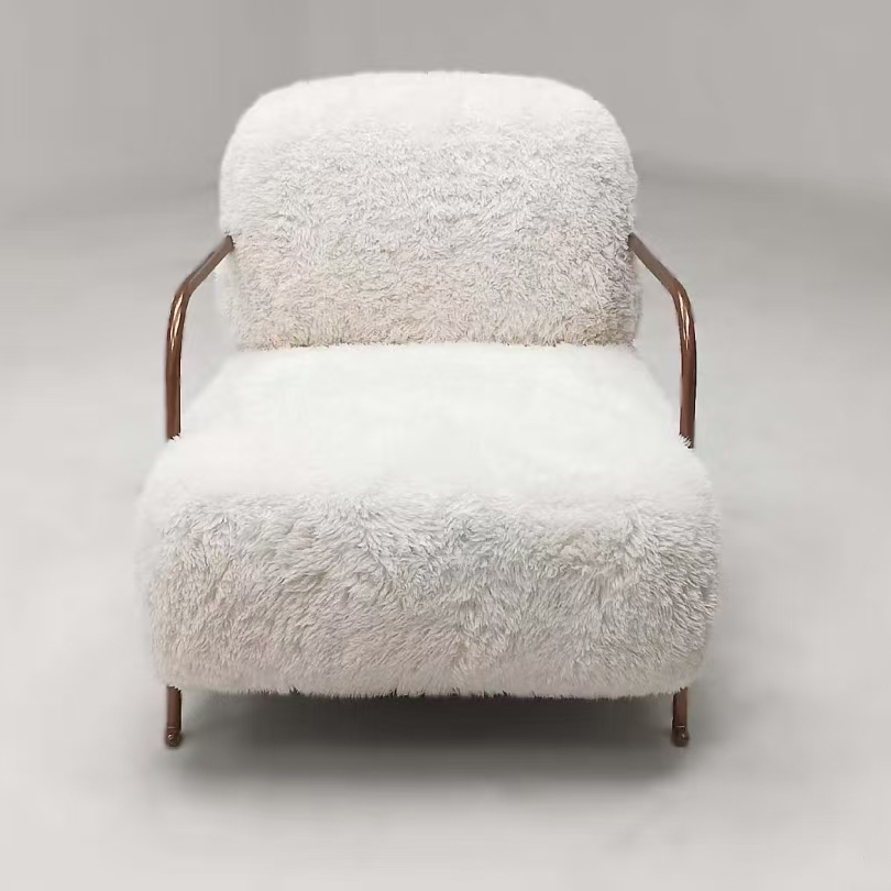奶油风休闲椅羊毛绒单人沙发椅子