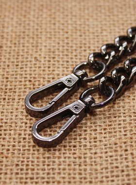 高档弧磨包包链条斜跨肩带抗氧化手工百搭包带定制带子枪黑色金色