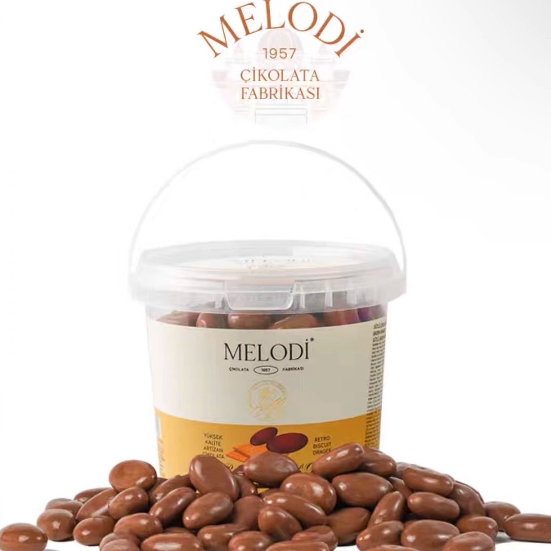 Melodi土耳其进口麦丽素桶装500g 纯可可脂牛奶巧克力豆网红零食