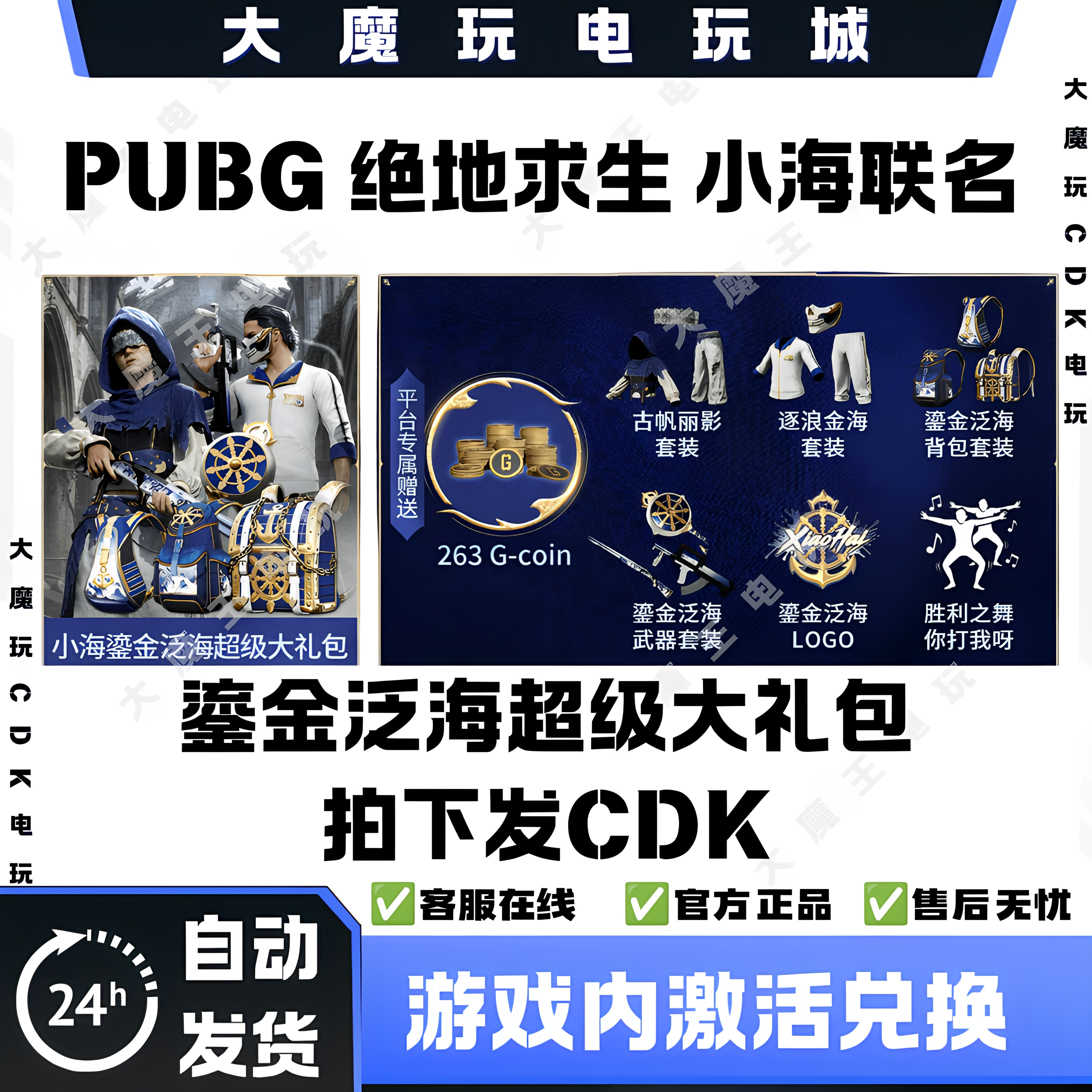 PUBG绝地求生小海联名鎏金泛海超级大礼包CDK兑换码