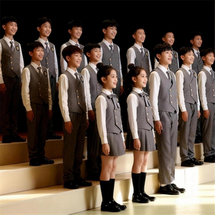 元旦儿童合唱服小学生班服春西装校服三件套英伦风女童朗诵演出服