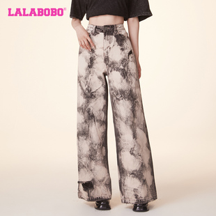 LALABOBO24春宽松复古休闲重工洗水牛仔裤 WXZC12 LBDA