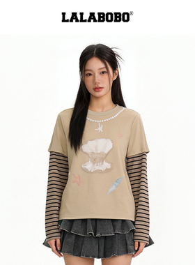 【海洋来信】LALABOBO可拆卸T恤26年夏夏原创高级感撞色长袖上衣