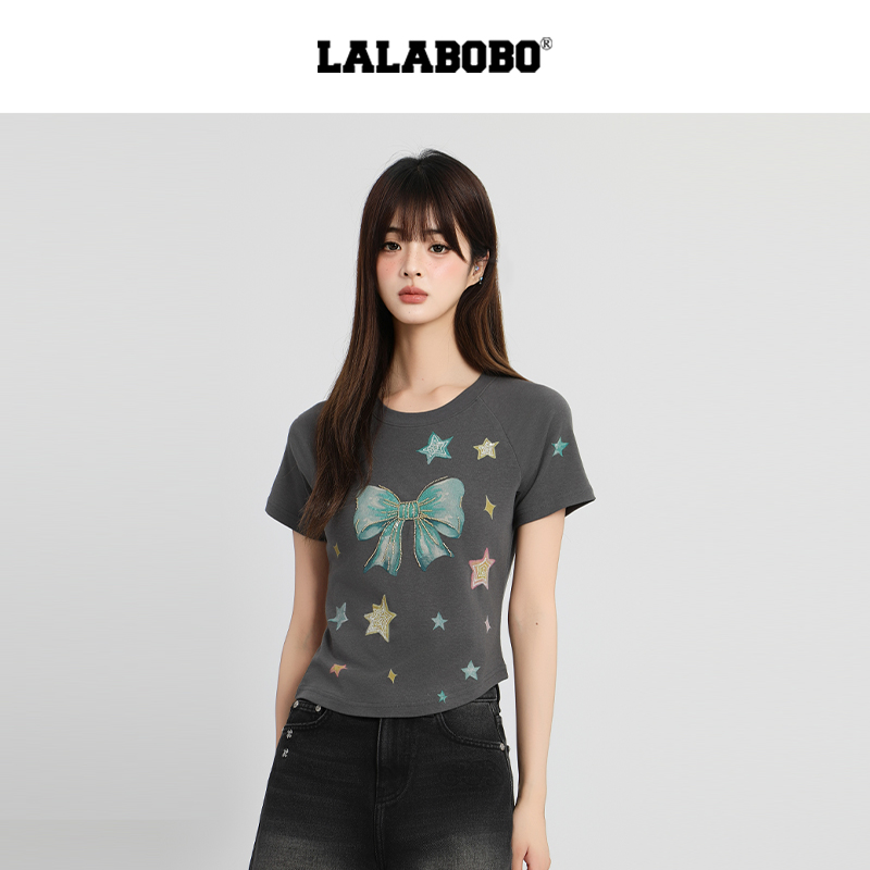 LALABOBO星星蝴蝶结短袖T恤