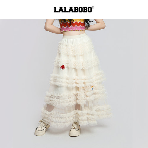 LALABOBO蘑菇网纱半裙