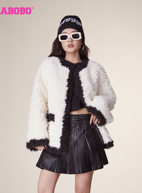 包文婧同款LALABOBO秋季新小香风仿羊羔绒毛绒外套女|LBCD-WSDR38