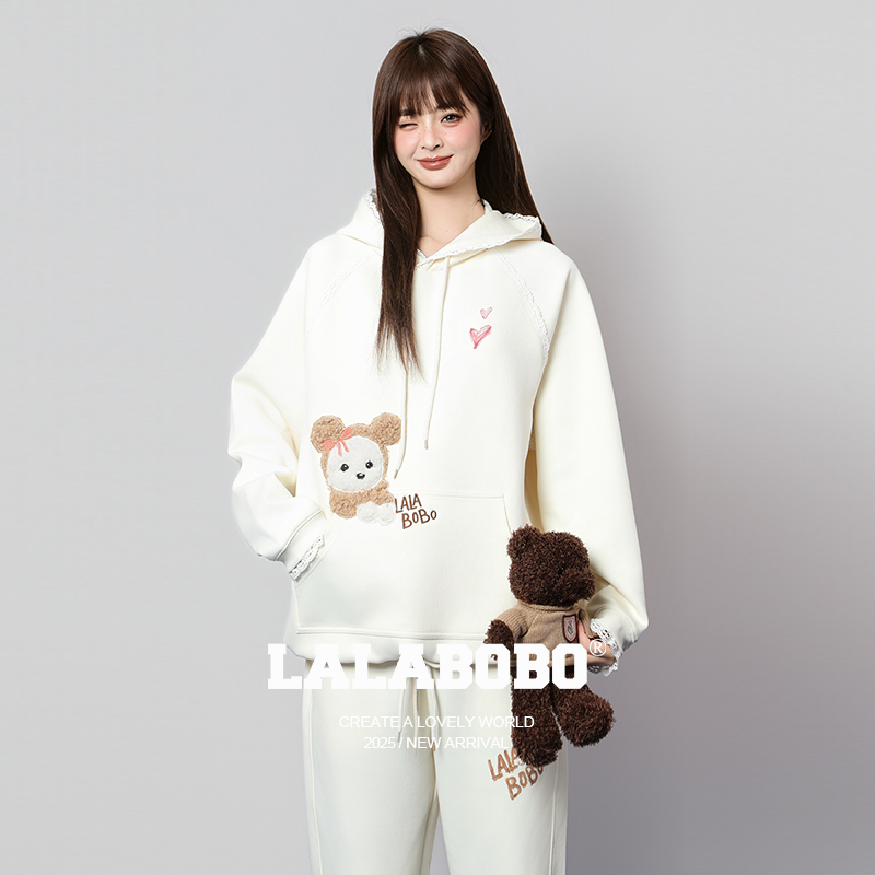 LALABOBO戴帽狗连帽卫衣