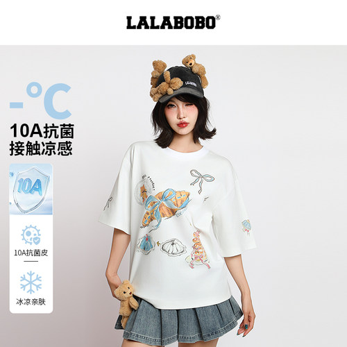 LALABOBO复古面包小熊t恤