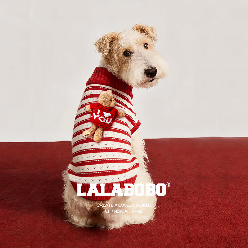 【玩偶系列】LALABOBO小狗新年衣服26年春新原创宠物衣服条纹保暖
