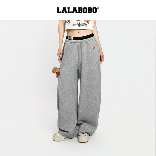 LALABOBO立体小熊针织长裤