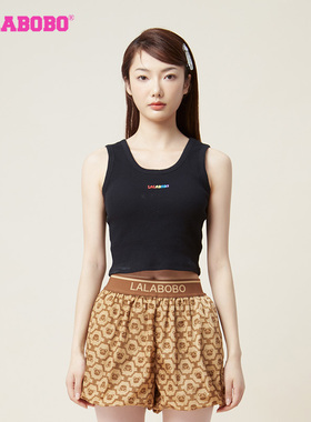 LALABOBO春季新品可爱简约纯色彩虹休闲风字母背心女|LBCB-WSWT11