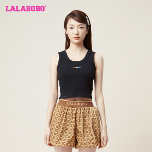 WSWT11 LBCB LALABOBO春夏新品 可爱简约纯色彩虹休闲风字母背心女