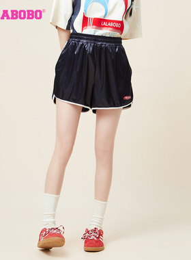 LALABOBO秋季新品款复古运动高腰A型针织三分短裤女|LBCB-WXZD22