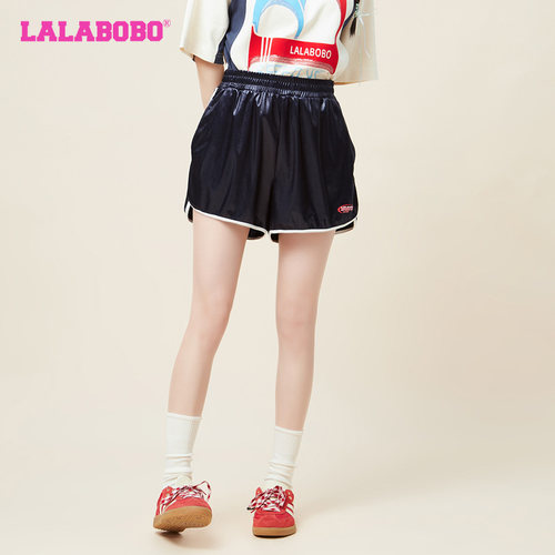 LALABOBO复古高腰宽松休闲短裤