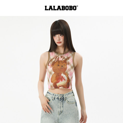 LALABOBO小熊甜品网纱背心