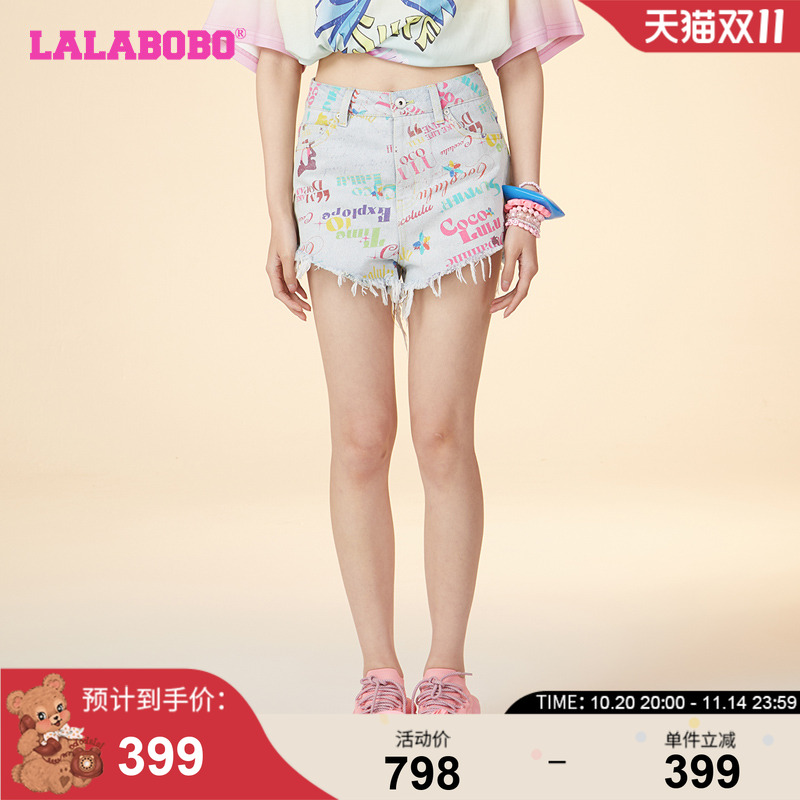 LALABOBO2牛仔短裤复古休闲