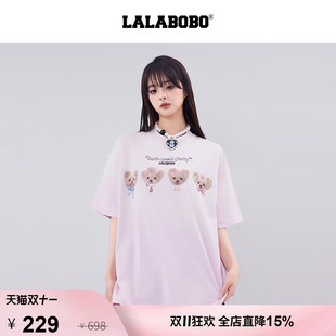 [谢依霖同款]LALABOBO T恤夏新款女原创潮牌趣味印花短袖上衣