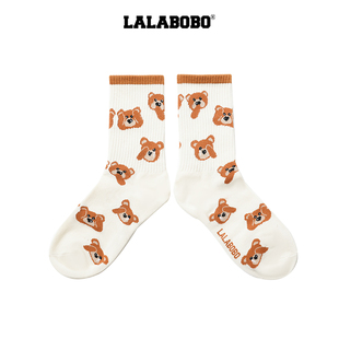 中长袜原创新款 LALABOBO25年夏季 潮牌流行印花袜子 商场同款