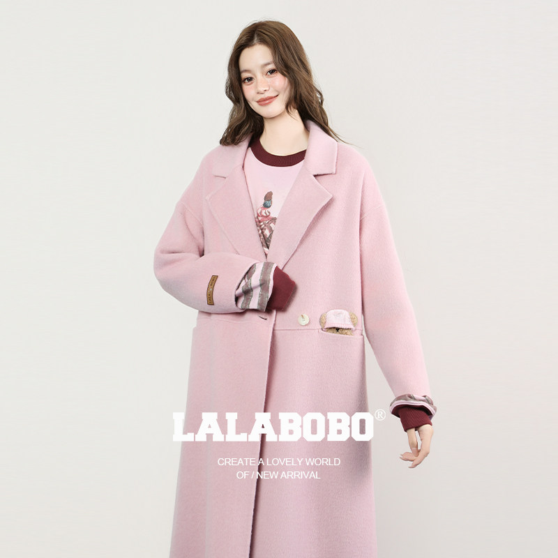 LALABOBO带帽小熊呢子大衣
