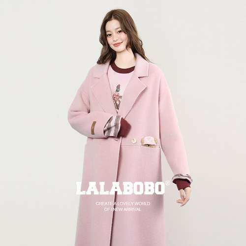 LALABOBO带帽小熊呢子大衣
